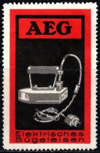 Vintage Germany Poster Stamp AEG (Allgemeine Elektricitäts-Gesellschaft AG) Iron