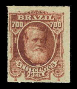 BRAZIL 1878  Dom Pedro II 700r red brown  Scott # 76 mint MH *OG