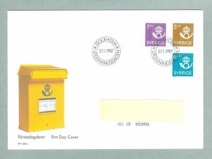 Sweden. FDC 1987.  Mailbox The Post Office Emblem. Addressed.