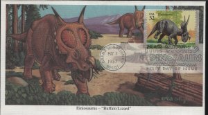 US    3136j     FDC, DINOSAURS,   BUFFALO LIZARD       , MYSTIC,   CACHET,