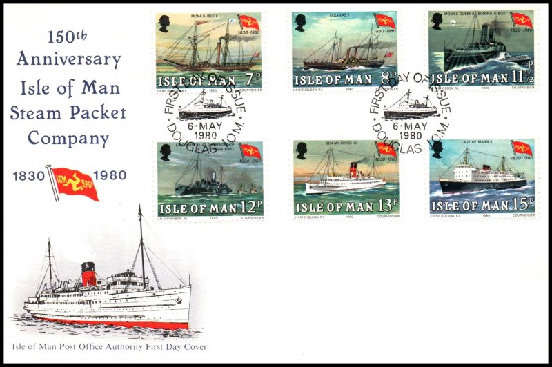 Isle of Man 168-173 Ships U/A FDC