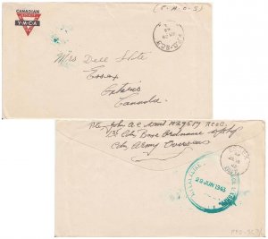 Canada Soldier's Free Mail 1943 F.P.O.-S.C. 3 1st Canadian Base Ordnance Work...