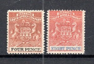 Rhodesia 1892-94 4d and 8d Sg 22-23MH-