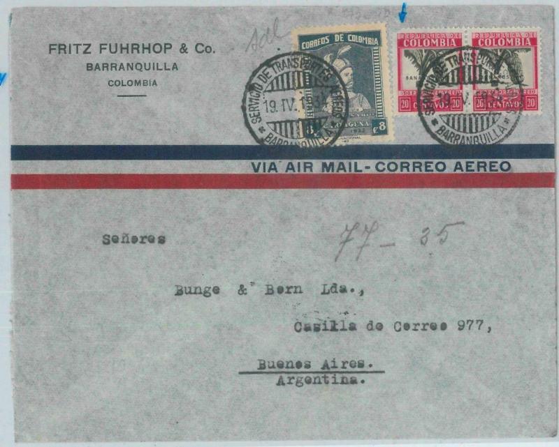 79237 - COLOMBIA - Postal History - Airmail COVER: BARRANQUILLA to ARGENTINA