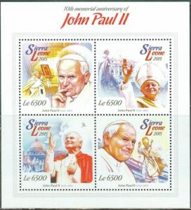 SIERRA LEONE 2015 10th MEMORIAL ANN OF POPE JOHN PAUL II SHEET  MINT NH