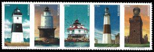 PCBstamps US #5621/5625a Strip $2.75(5x{55c})Mid-Atlantic Lighthouses, MNH, (9)