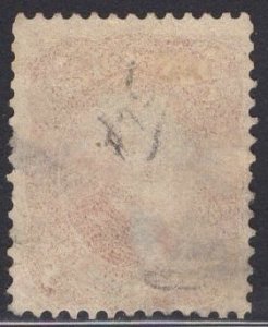 US Stamp #75 RED Brown 5c Jefferson USED SCV $425. Blazing color.