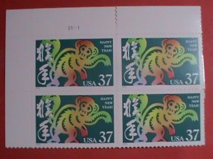 UNITED STATES STAMP: 2004  SC#3832 LOVELY  YEAR OF THE MONKEY  MNH BLOCK OF 4