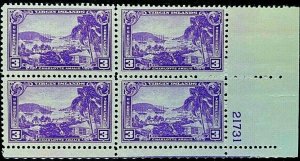 Scott 802 3c Plate Block 1937 Virgin Islands Territorial MNH