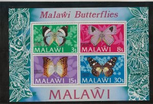 MALAWI Sc 199-203+203a NH issue of 1973 - SET+S/S - BUTTERFLIES