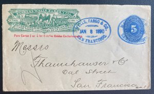 1890 San Francisco Mexico Postal Stationery Wells Fargo Express Cover Locally