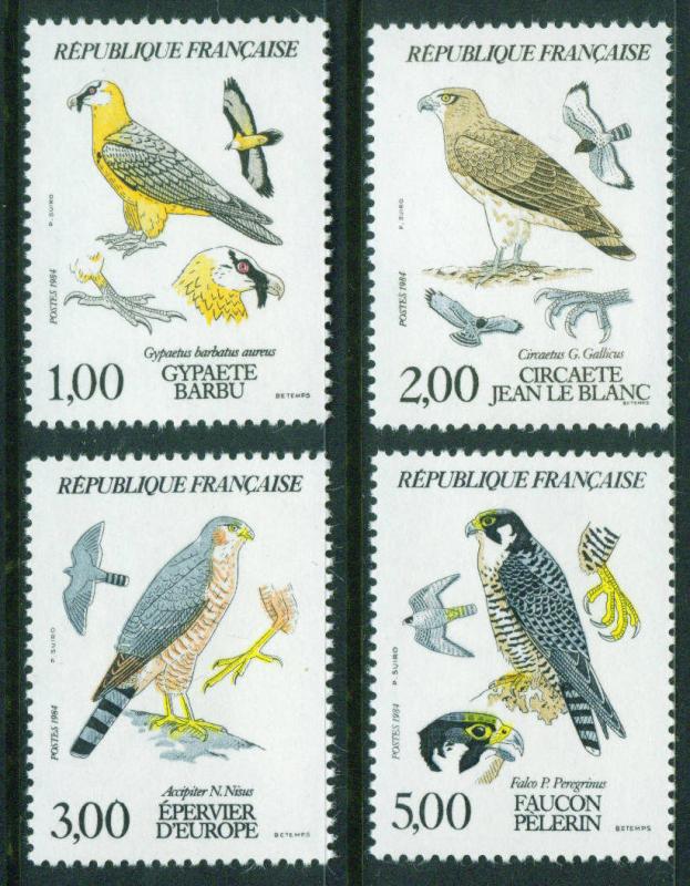 FRANCE Scott 1938-41 MNH** 1984 Birds of Prey set