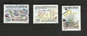 1990 Gronland Greenland Sc #192-93 #196 Flowers Flora - Used postage stamps