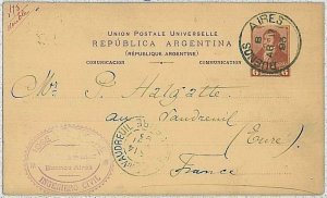 37354 - ARGENTINA - Postal History - DOUBLE Stationery CARD to FRANCE 1893