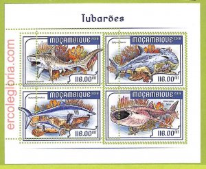 B0575 - MOCAMBIQUE - MISPERF ERROR Stamp Sheet - 2018 - Marine Life-