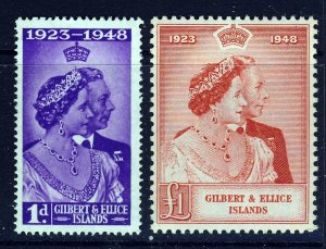 GILBERT & ELLICE ISLANDS KG VI 1949 Royal Silver Wedding Set SG 164 & 165 MINT 