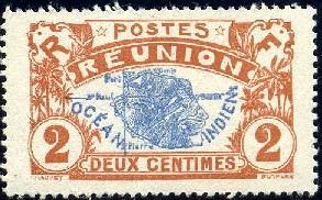 Map of Reunion, Reunion stamp SC#61 mint