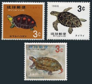 RyuKyu 136-138, MNH. Mi 165-167. Turtles 1965. Chinese Box, Hawksbill, Terrapin.