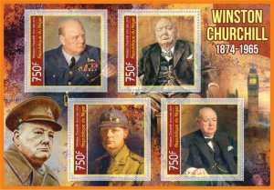 Stamps. Famous people.  Winston Churchill 2018 1+1 sheets perforated