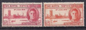 St Kitts - Nevis 1946 KGV1 Set Victory SG 78 / 9 Umm ( F417 )