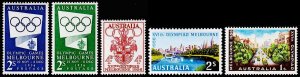 Australia Scott 277, 286, 288, 290-291 (1956) Mint H VF C