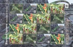 Tonga 2016 MNH Banded Iguana WWF 16v M/S Reptiles Lizards Stamps