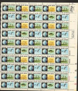 US #1410-13 Mint Sheet Anti-Pollution 