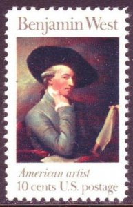 1975 Benjamin West American Artist Single 10c Postage Stamp, Sc# 1553, MNH, OG