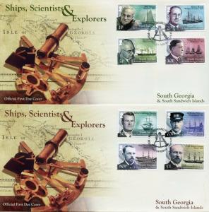 South Georgia & Sandwich Isl 2015 FDC Ships Scientists Explorers 3 Covers Stamps