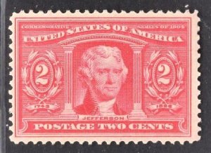 US Stamp#324 2c Carmine Jefferson MINT Hinged OG SCV $ $22.50 