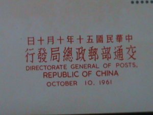 ​TAIWAN-1961-SC#1322a  50TH ANNIVERSARY OF ROC- IMPERF- MNH-S/S VF-LAST ONE