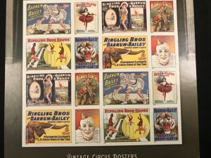 4898-4905   Vintage Circus Posters   MNH Forever pane of 16    FV $10.88  2014