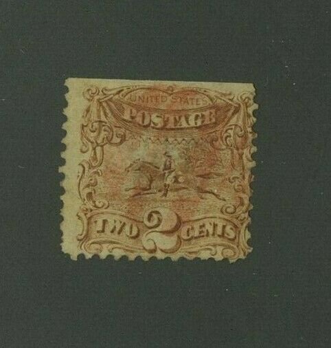 US 1875 2c brown Post Horse & Rider, Scott 124 used, Value = $750.00