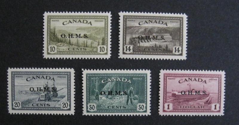 Canada O6-O10 Complete Set VF MNH