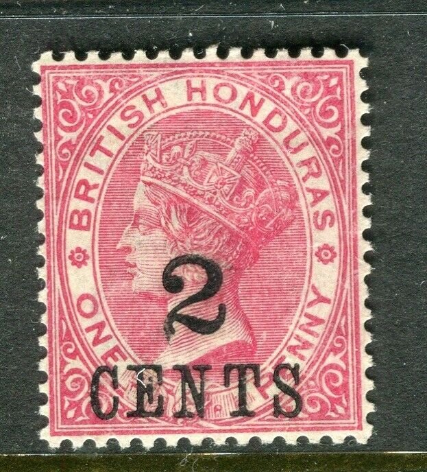 BRITISH HONDURAS; 1888 surcharged QV issue Mint hinged Shade of 2 CENTS value