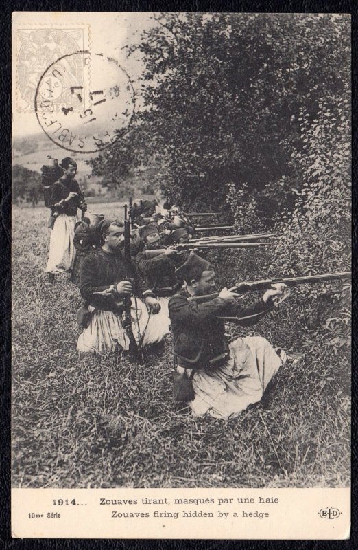 France 1917 WWI Zouaves Firing Postcard