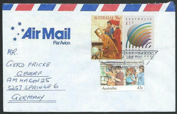 AUSTRALIA 1990 cover to Germany - nice franking - Sydney Monorail pmk......12844