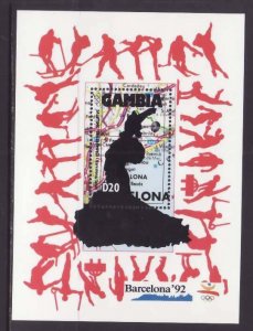 Gambia-Sc#1205- id9-unused NH sheet-Maps-Sports-Olympics-Barcelona-1992- 