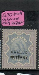 INDIA GWALIOR  QV  5R     SG 37   PART DOUBLE OVERPRRINT   MOG       P0515B  H