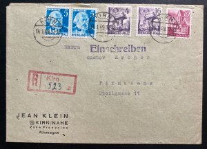 1949 Kirn Germany Allied occupation registered Cover To Pirmasens Sc#6N9