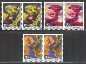 Belgium Scott B829-31 MNHOG Pairs - 1968 Disaster Victims Surtax - SCV $6.00