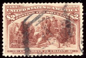 US 242 $2 Columbian Expo 1893 Columbus in Chains PSAG grade 80 used