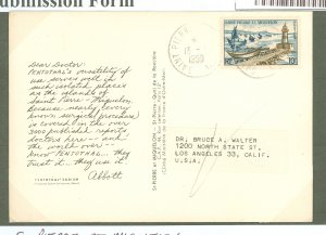 St. Pierre & Miquelon  1959 10F rate to USA, City view