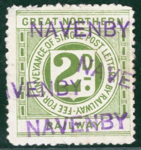 GB RAILWAY Lincs GNR 2d Letter Stamp Superb *NAVENBY* STATION Violet H/Ss LIME55