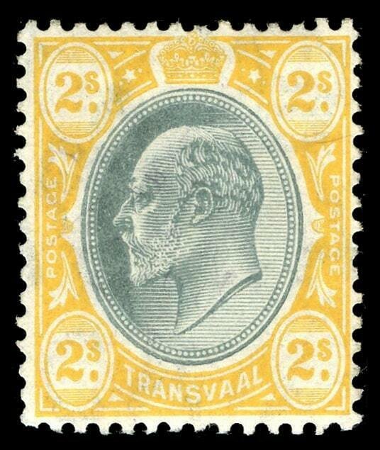 Transvaal 1909 KEVII 2s black & yellow MLH. SG 268. Sc 276.