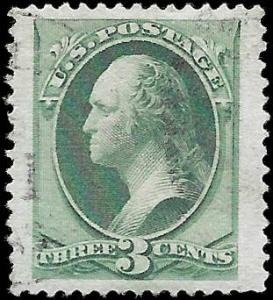 1879 US SC # 184 USED  XF JUMBO  NH og FANCY FACE FREE CANCEL- SOUND  