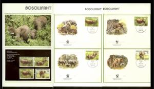 1988 - Gabon WWF Stamps MNH + FDC Mi. 1009-1012 - Animals - Mammals - Elephan...