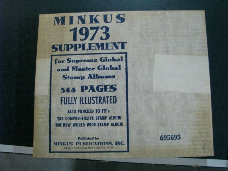1973 Minkus Supreme Global Stamp Album Pages Supplement Unused complete A-Z