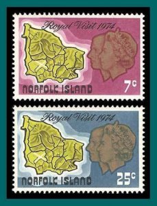 Norfolk Island 1974 Royal Visit, MNH #172-173,SG149-SG150