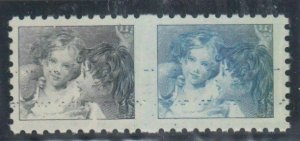 Canada - 1967 Centennial Test Stamp, Baby Sisters Imperf Pair Black & Blue